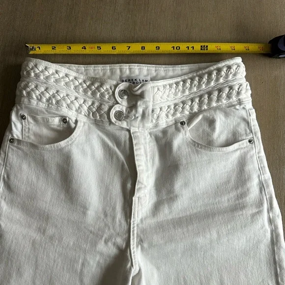 10 Crosby Derek Lam White braided Flare crop Jeans - Picture 4 of 9